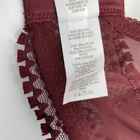 Aerie Women's Real Power Wireless Push up Joy Lace Bra Royal Berry Size 36C - Picture 5 of 5